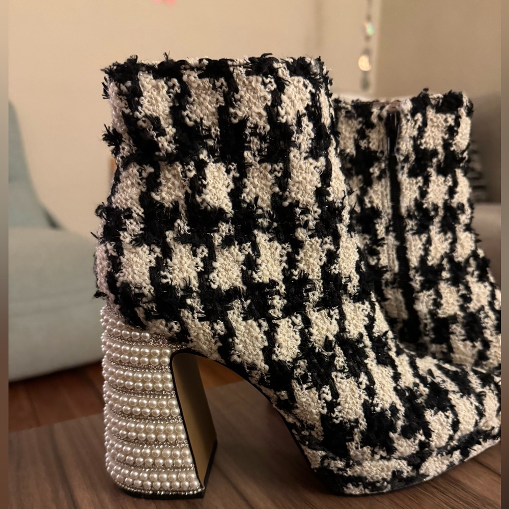 Betsey Johnson Houndstooth Platform Booties